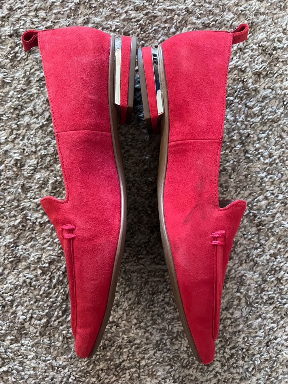 Franco Sarto Suzie Red Suede Pointed-Toe Loafers - Picture 3 of 7